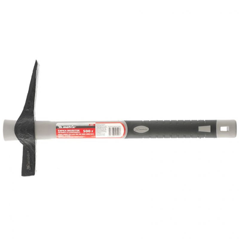 Кирка-молоток печника и каменщика 500 г, фиберглас. обрез. рукоятка 385 мм